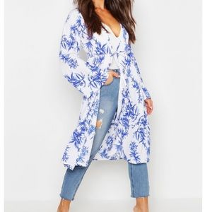 Tie Front Floral Kimono
